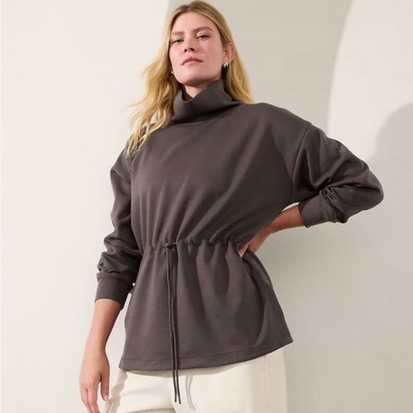 Athleta Allure cinch sweatshirt woman’s plus size 1x shale brown gray euc - Picture 1 of 6